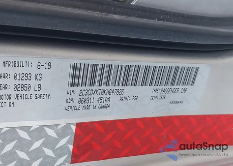 2019 Dodge Charger Police Awd from USA, damaged, VIN 2C3CDXKT0KH647826